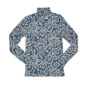 LuLaRoe Penelope - Floral Bluish Gray and White Top